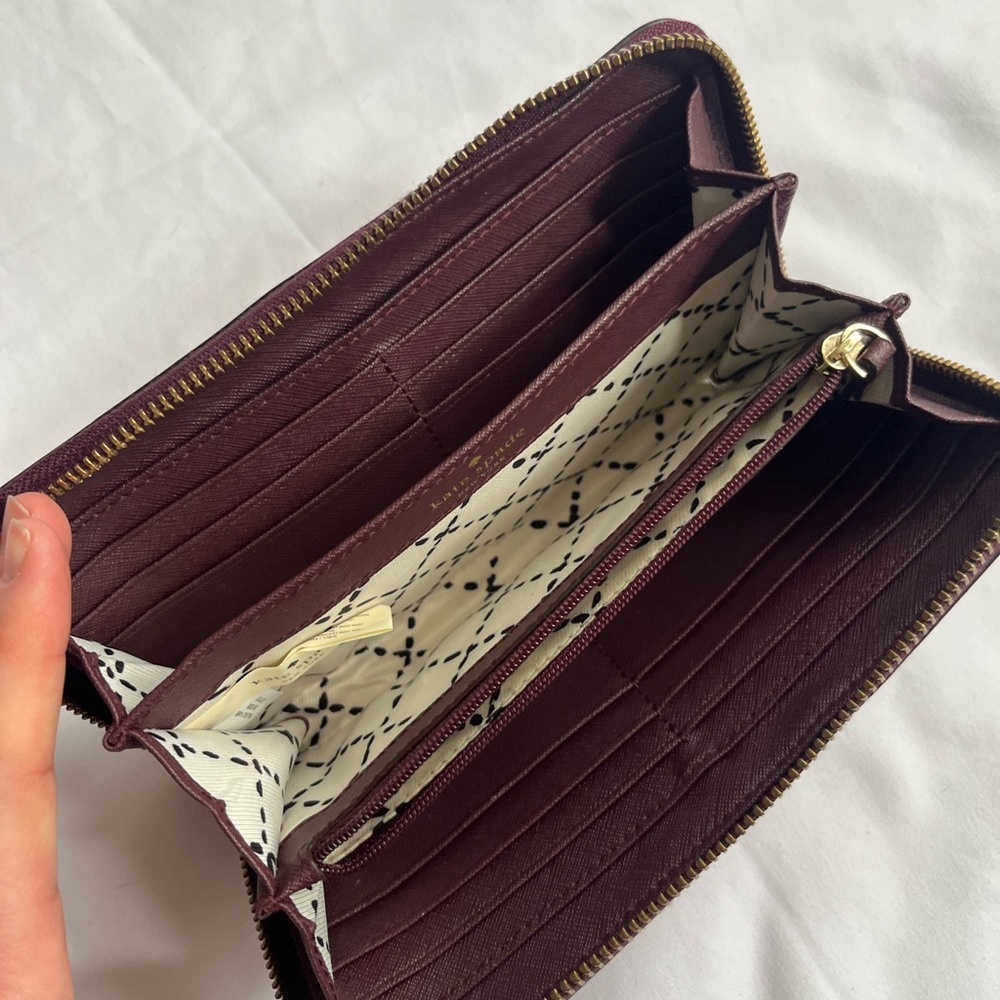 Kate Spade Burgundy Saffiano Leather Zip Around Wallet - Picture 4 of 7